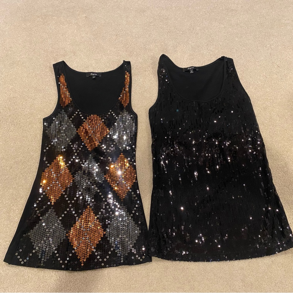 Two barely worn Small sequined tanks from Express.